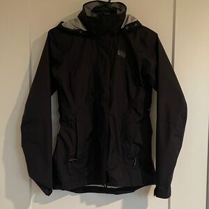 REI Black Raincoat Hiking Coat